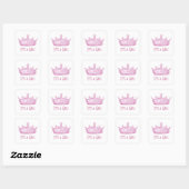 Baby shower of aankondiging Pink Crown A02 Vierkante Sticker (Vel)
