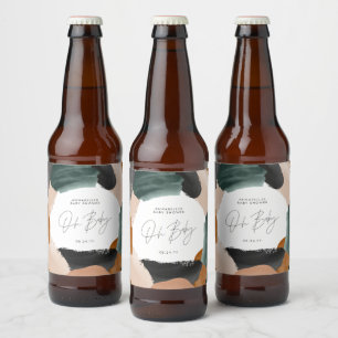 Baby shower Oh baby terracotta abstract geschilder Bier Etiket