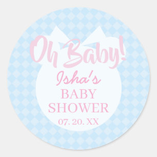 Baby Shower Oh bébé Autocollant Rond