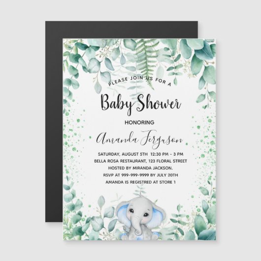 Baby shower olifant eucalyptus magnet (Voorkant / Achterkant)