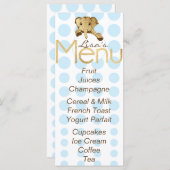 Baby shower Olifant Goud Blauw Menu (Voorkant / Achterkant)
