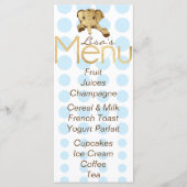 Baby shower Olifant Goud Blauw Menu (Voorkant)
