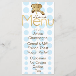 Baby shower Olifant Goud Blauw Menu
