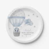 Baby shower olifant met luchtballon papieren bordje (Voorkant)