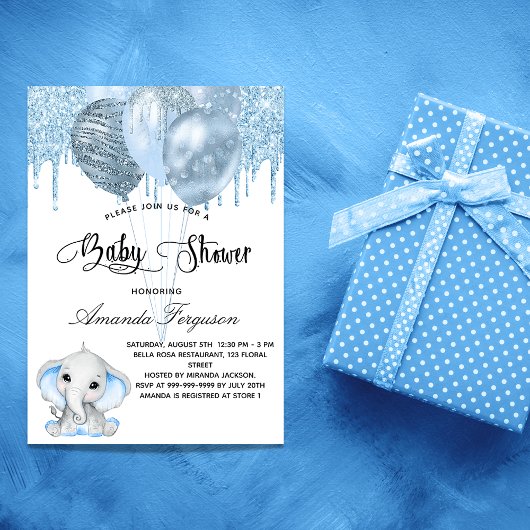 Baby shower olifant uitnodiging briefkaart