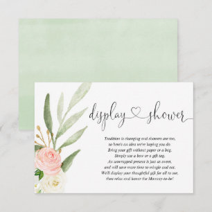 Baby shower onder douche invoegen roze goud hart informatiekaartje