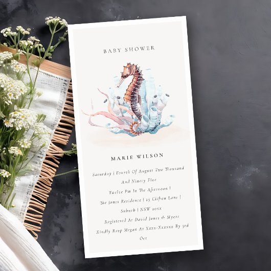 Baby shower onderwater zeewier bedankkaart