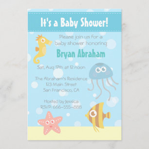 Baby shower onderwaterthema Kawaii Invite Kaart