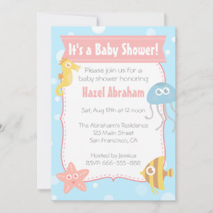 Baby shower onderwaterthema Kawaii Invite Kaart