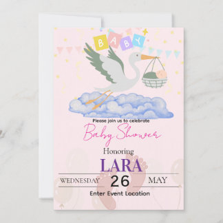 Baby Shower Ooievaar Kaart