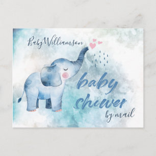 Baby shower op lange afstand door blauw e-mailleph briefkaart