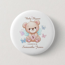 Baby shower op maat ronde button 5,7 cm