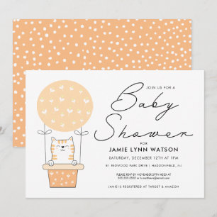 Baby shower Orange Chat Balloon Invitation