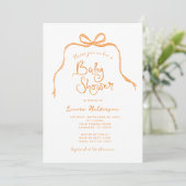 Baby shower Orange Simple Bow Invitation (Debout devant)