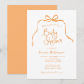 Baby shower Orange Simple Bow Invitation (Devant / Derrière)