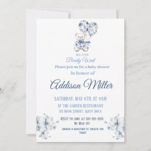 Baby shower Ours Bleu&blanc Teddy Invitation