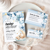 Baby shower Ours Bleu Invitation