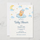Baby shower Ours Bleu Sleepy Invitation (Devant)