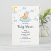 Baby shower Ours Bleu Sleepy Invitation (Debout devant)