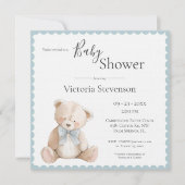 Baby shower Ours Bleu Teddy Invitation (Devant)