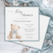 Baby shower Ours Bleu Teddy Invitation