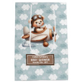 Baby shower Ours Brown Bleu Favoriser Sac Pour Gar (Dos)
