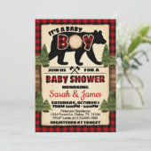 Baby shower Ours de bûcheron Invitation d'invitati (Debout devant)