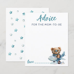 Baby shower ours en peluche bleu Carte de conseil