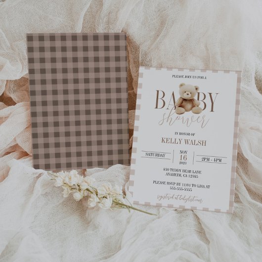 Baby shower Ours en peluche Invitation Ours neutre