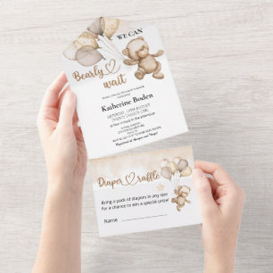 Baby shower Ours En Teddy Tout En Une Invitation