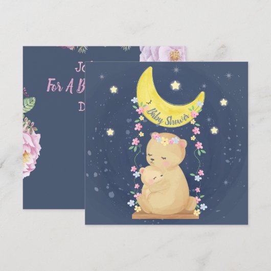 Baby shower Ours Invitation (Devant / Derrière)