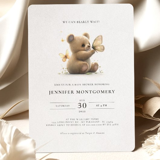 Baby shower Ours Invitation Genre Neutre