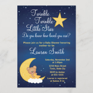Baby shower Ours Invitation Twinkle Little Star