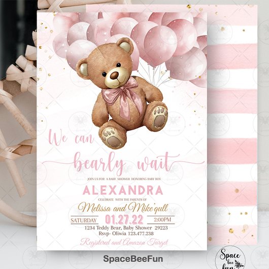 Baby shower Ours Teddy Invitation Nous Pouvons Bea