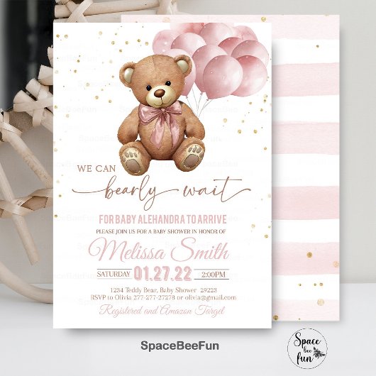 Baby shower Ours Teddy Invitation Nous Pouvons Bea