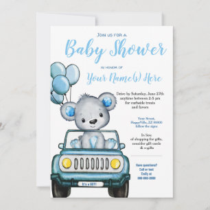 Baby shower Ours Teddy Ours Ours Invitation voitur