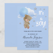 Baby shower ourson garçon bleu étoiles invitation (Devant / Derrière)