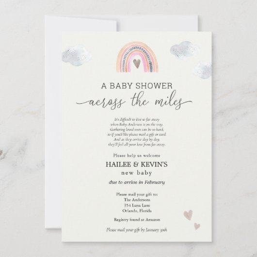 Baby shower over de mijlen kaart (Voorkant)