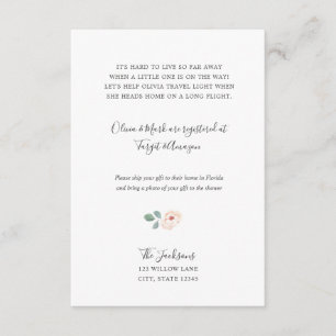 Baby shower over lange afstand informatiekaartje