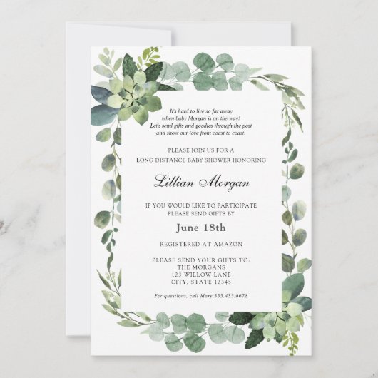 Baby shower over lange afstand per post kaart (Voorkant)