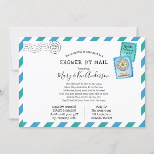 Baby shower over lange afstand per post kaart