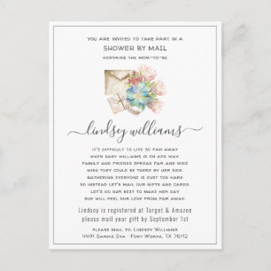 Baby shower over lange afstanden per postuitnodigi briefkaart