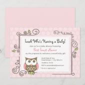 baby shower Owl Uitnodigen Kaart (Voorkant / Achterkant)