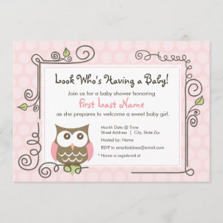baby shower Owl Uitnodigen Kaart