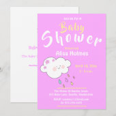 Baby shower, Paars en wit, Kaart (Voorkant / Achterkant)
