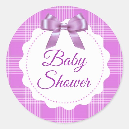 Baby shower Paars Pset en Bow Stickers (Voorkant)