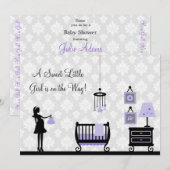 Baby shower: Paars: Uitnodiging (Voorkant / Achterkant)