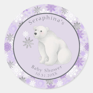 Baby shower Paars winterpolair Beer Ronde Sticker