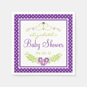 Baby shower Paarse Bloem Servetten