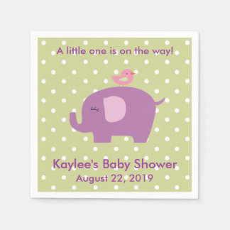 Baby shower Paarse olifant Polka Dot servetten